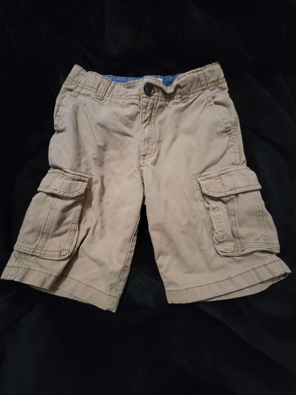 Cat & Jack Tan Cargo Shorts with Blue Waistband